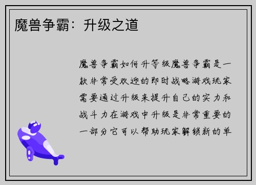 魔兽争霸：升级之道